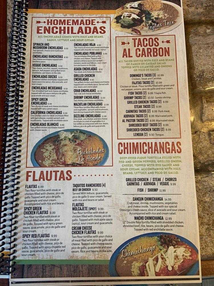 Menu at Domingos Mexican & Seafood Restaurant, Mocksville