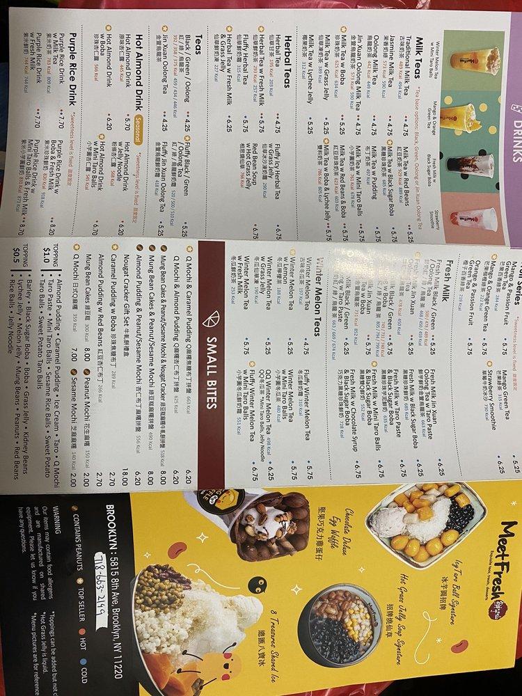 Menu at Meet Fresh desserts, New York City, 8th Ave
