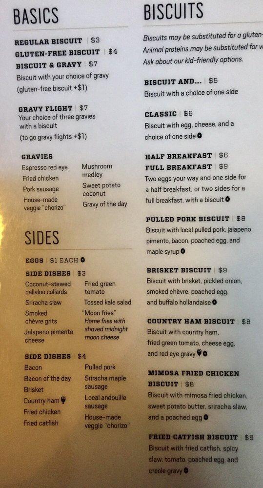 Menu at Biscuit Head restaurant, Asheville, 733 Haywood Rd