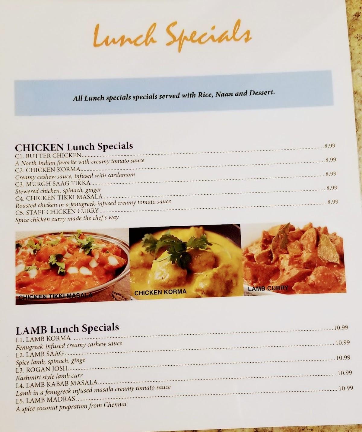 Menu at Chutney Indian Grill restaurant, Pompano Beach