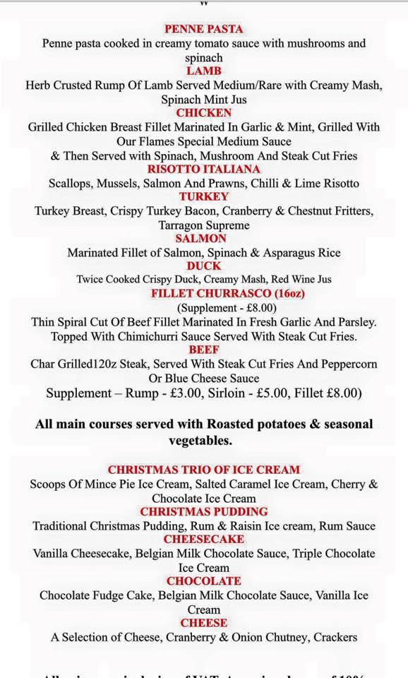 Menu at Flames restaurant, Chichester, 10 12 St Pancras