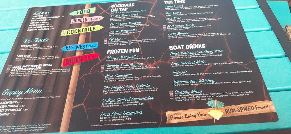 Menu at Tiki Docks Riverview pub & bar, Riverview