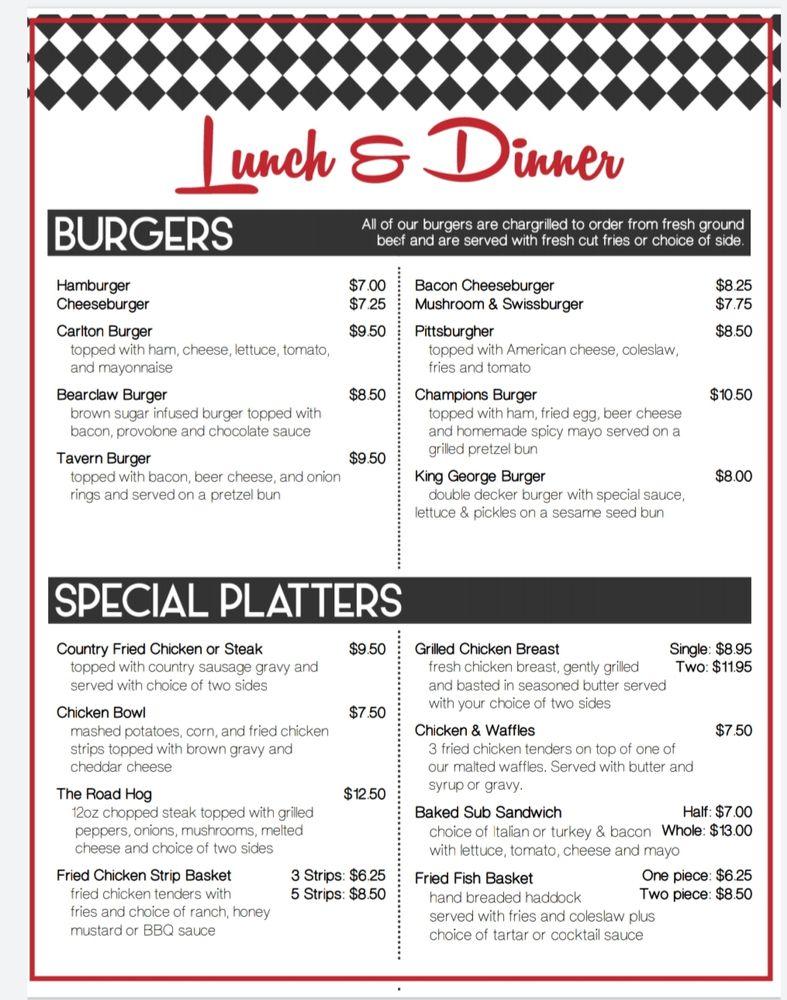 Menu at Carlton Diner restaurant, Bentleyville, 704 Main St