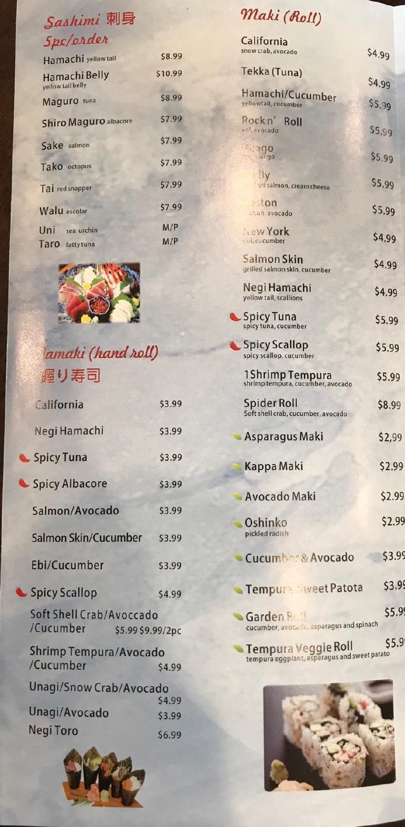 Menu At Naked Fish Restaurant Chino Hills