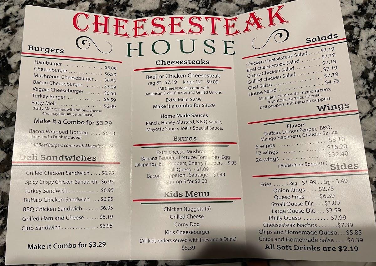 Menu at Cheesesteak House Grand Prairie pub & bar, Grand Prairie