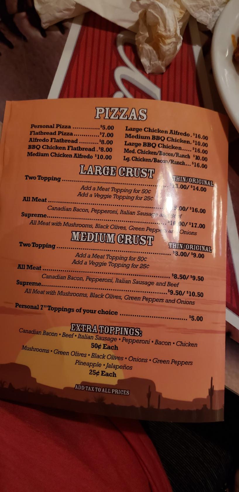 Menu at The Gulch pub & bar, Garretson