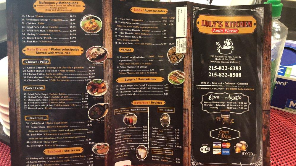 Menu at Luly's Kitchen latin flavor restaurant, Hatfield, Bethlehem ...