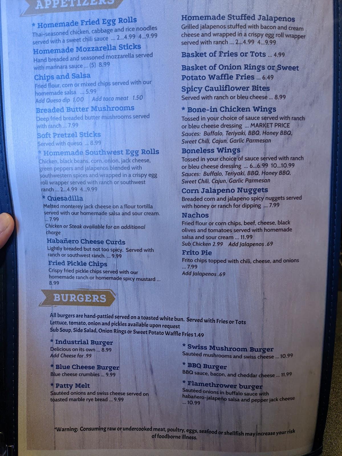 Menu at Industrial Bar & Grill, Omaha