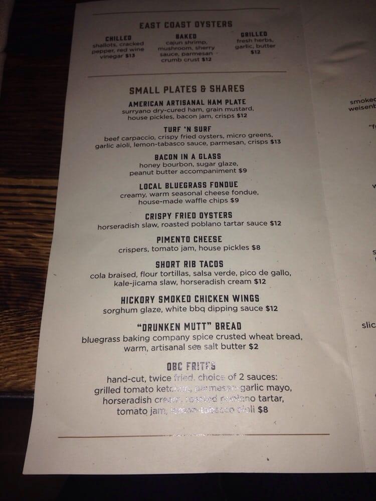 Menu at OBC Kitchen pub & bar, Lexington