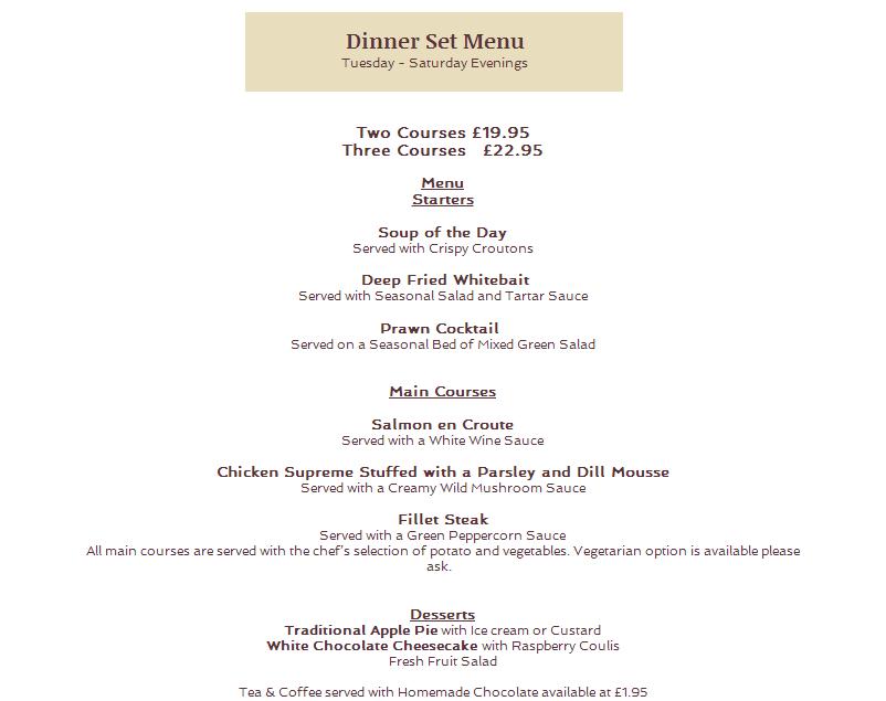 Menu at The Rose Garden restaurant, Hockley, Lower Rd