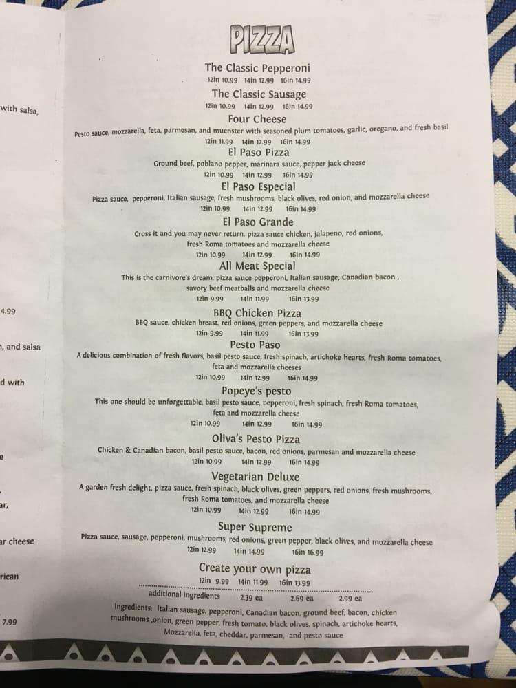 Menu at El Paso Restaurant, Lake Villa, 151 E Grand Ave