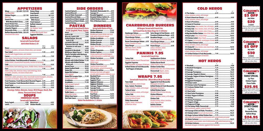 Menu at Corleone's Pizzeria Best Pizza in Hasbrouck Heights