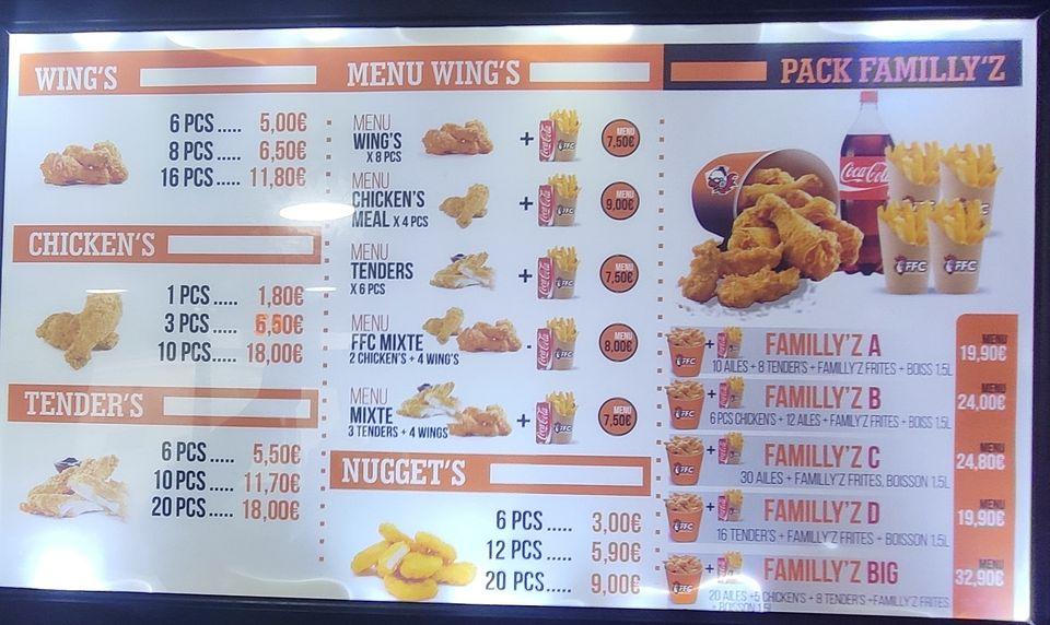 Menu at Le Familly'z Fried Chicken restaurant, Albi