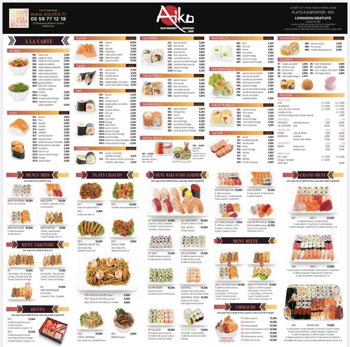 Aiko restaurant, Pau - Restaurant menu and reviews