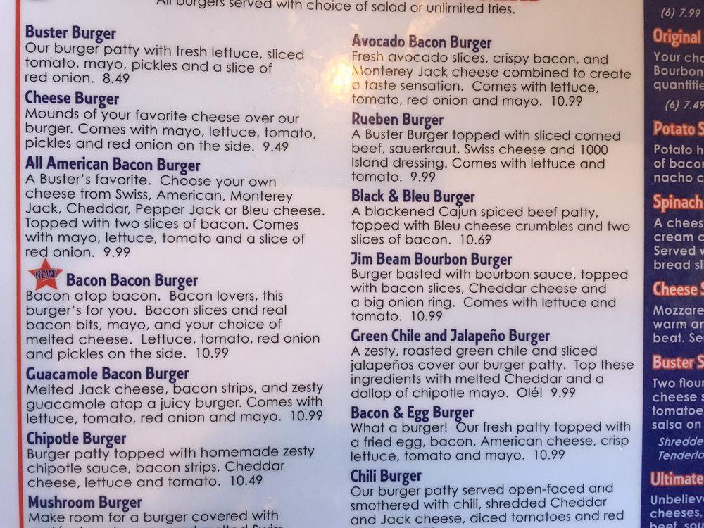 Menu at Buster's Grill & Sports Bar, Eagle, E State St