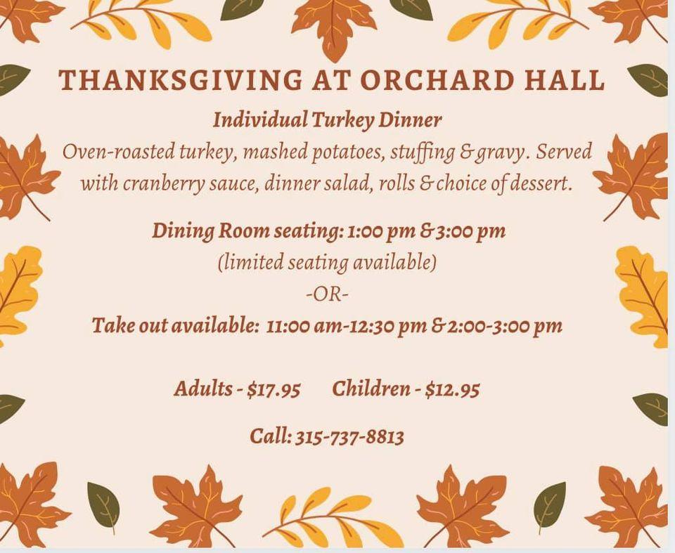 Menu at Orchard Hall Restaurant, Sauquoit