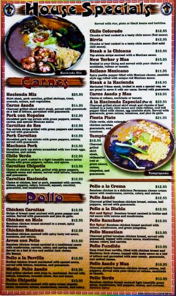 La Hacienda menu – SLC menu