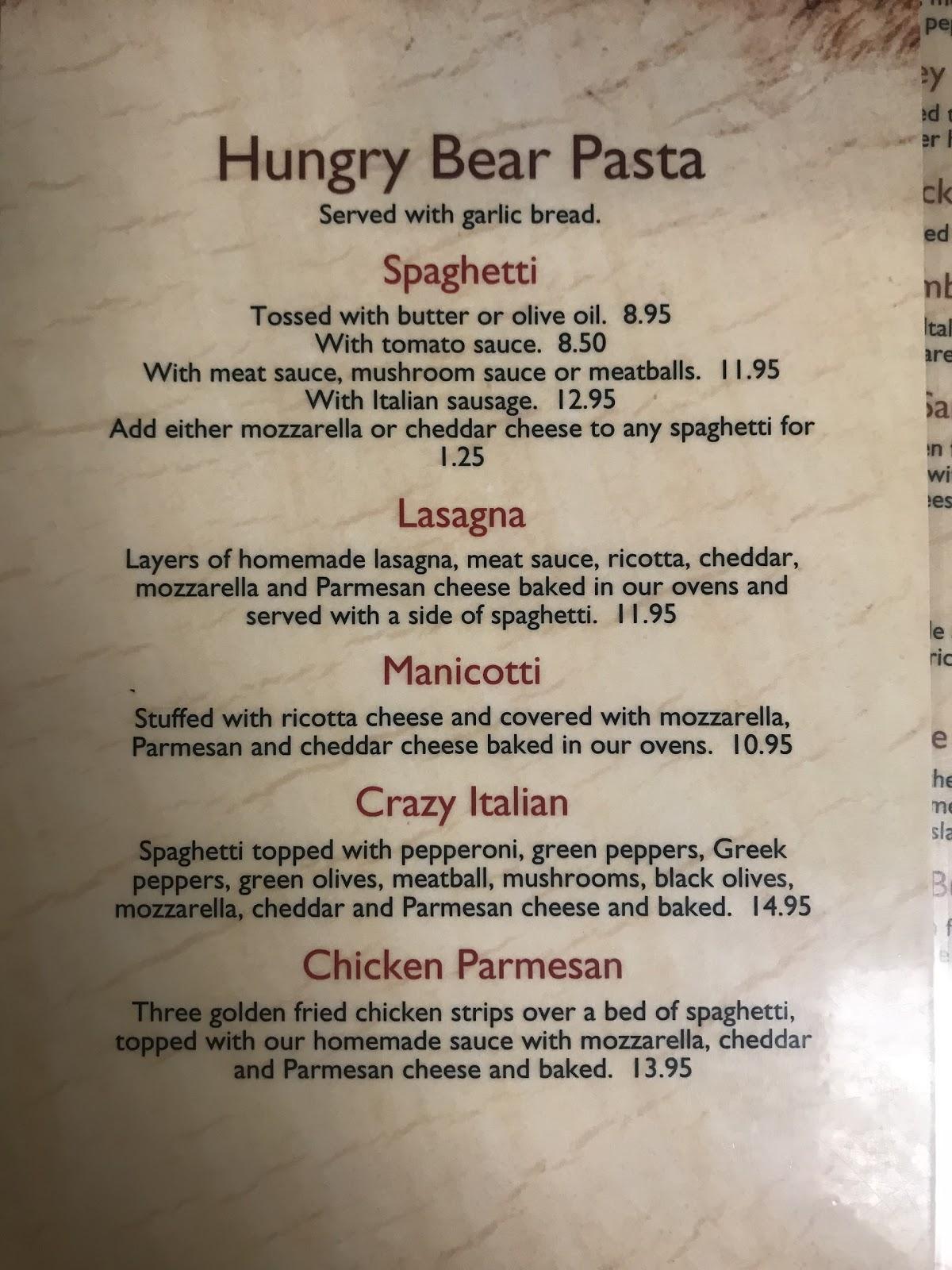 Menu at Hungry Bear Restaurant, Cody