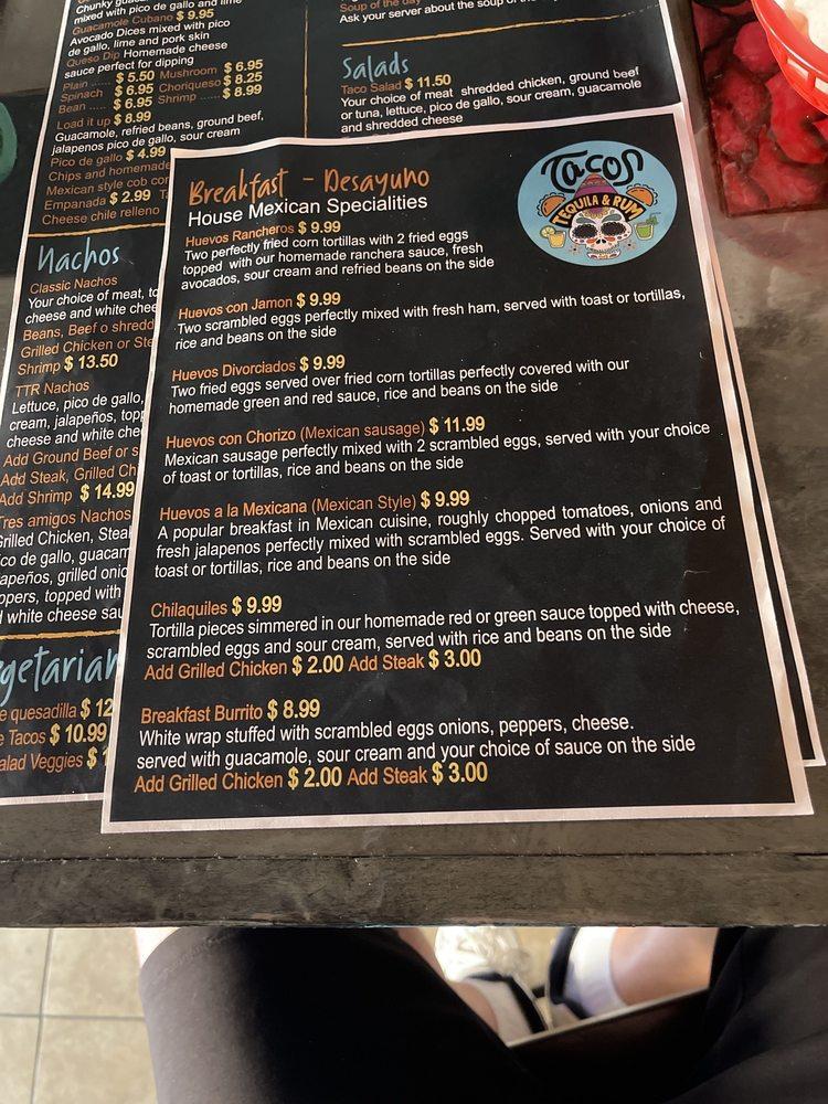 Menu at Tacos, Tequila & Rum pub & bar, Clearwater