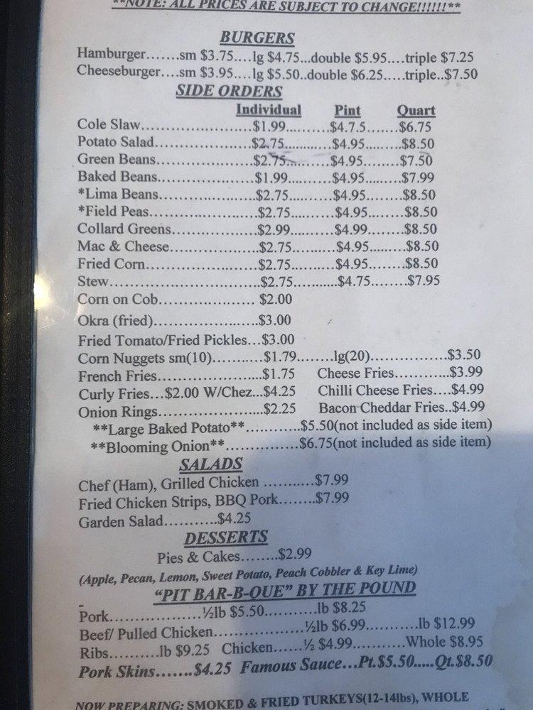 Menu at Lannie's Bar-B-Q #2, Selma, 205 Medical Center Pkwy