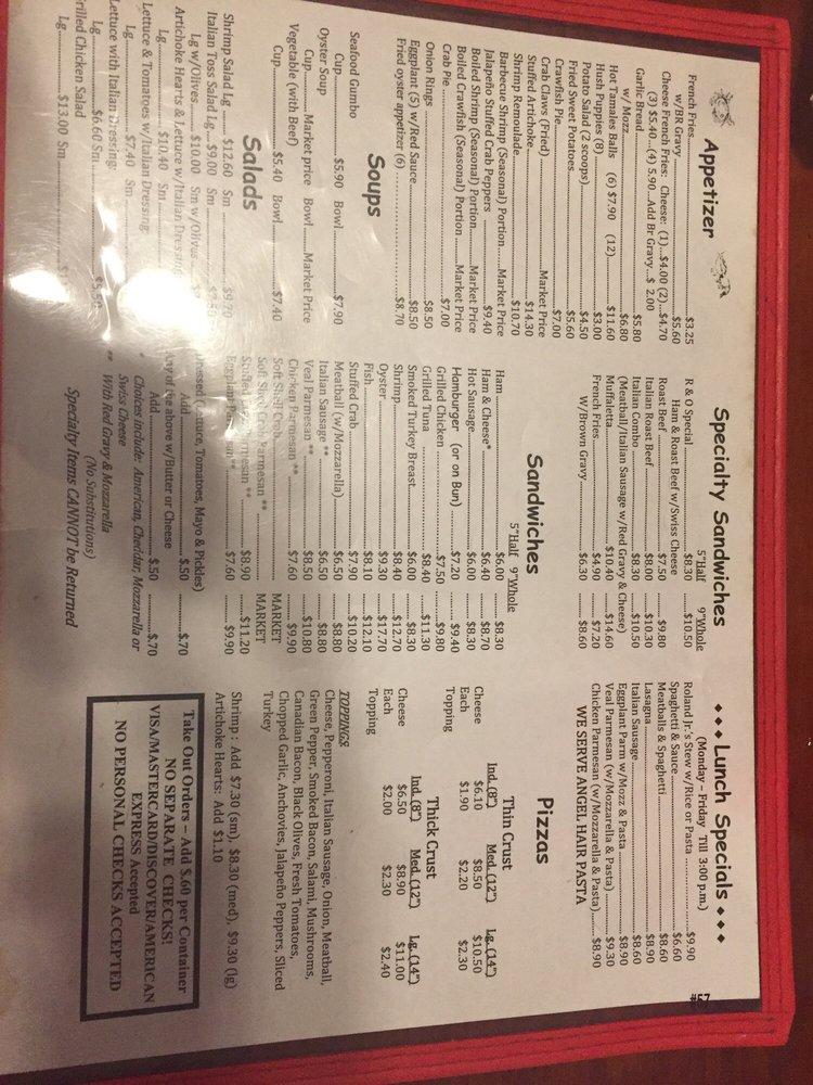 Menu at R & O Restaurant and Catering, Metairie
