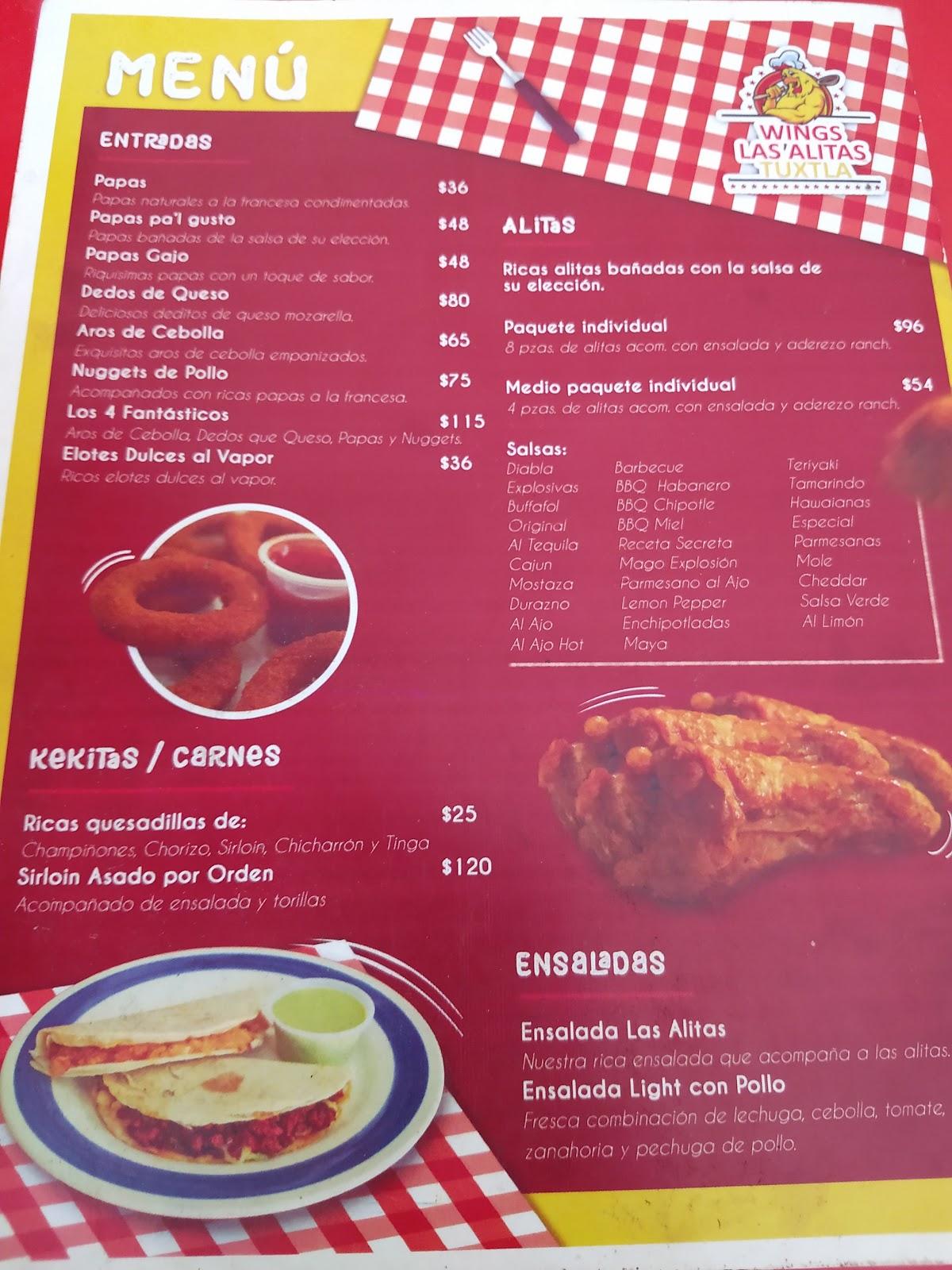 Menu at Wings Las Alitas Tuxtla restaurant, Tuxtla Gutiérrez