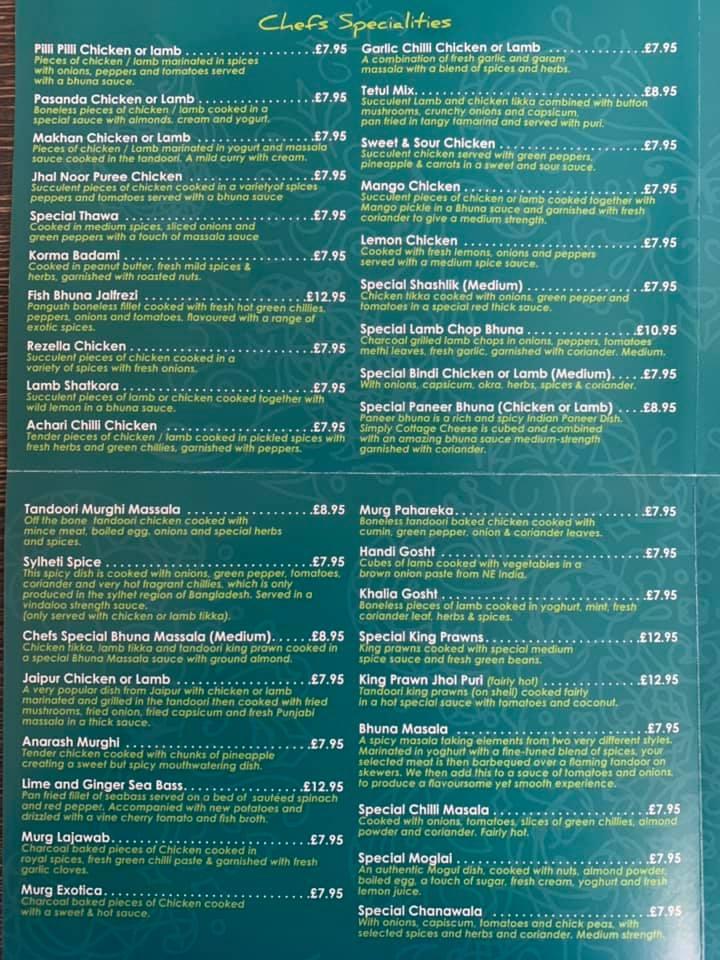 Menu at Maybank Indian Open Kitchen Take Away restaurant, StokeonTrent