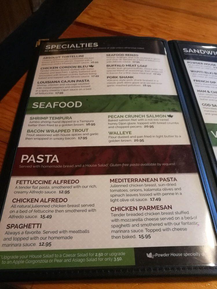 Menu at Powder House steakhouse, Keystone