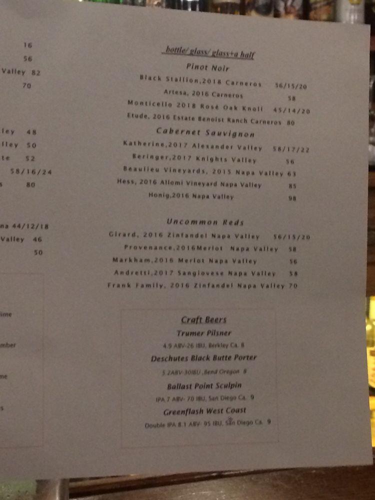 Menu at Grille 29 Restaurant & Lounge, Napa, California Blvd