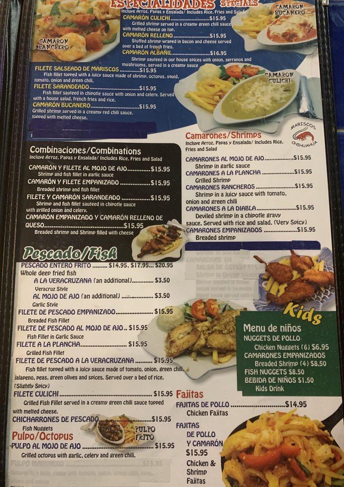 Menu at Mariscos Chihuahua Ina Rd restaurant, Tucson, W Ina Rd