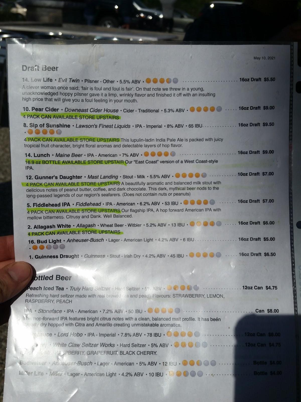 Carta del pub y bar East Derry Tavern, Derry, 50 E Derry Rd