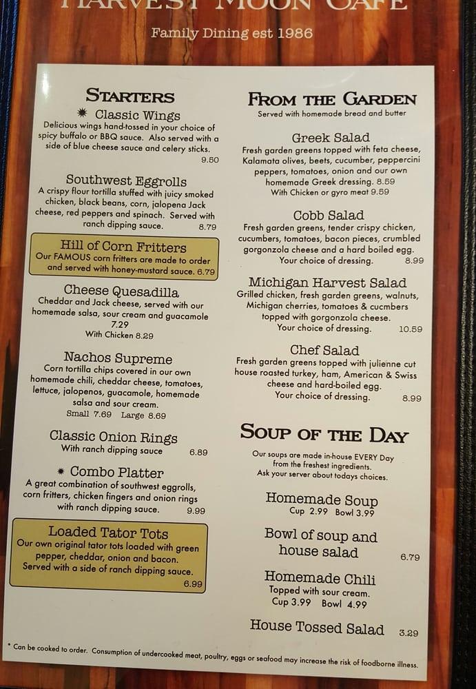 Menu at Harvest Moon Café desserts, Ypsilanti