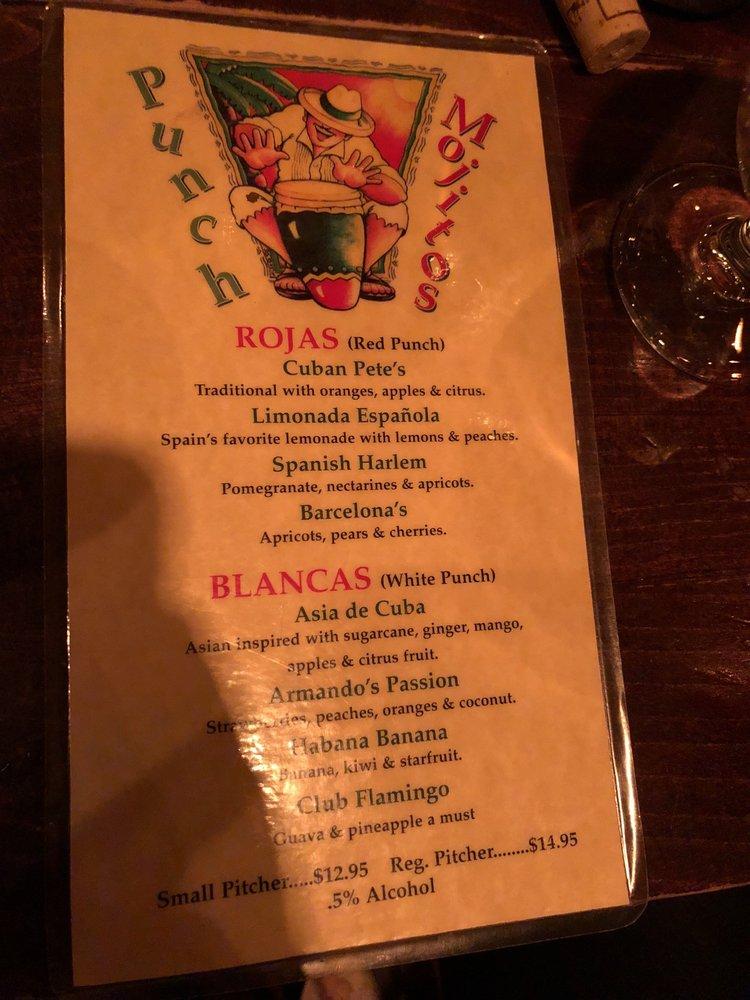 Menu at Cuban Pete's pub & bar, Montclair