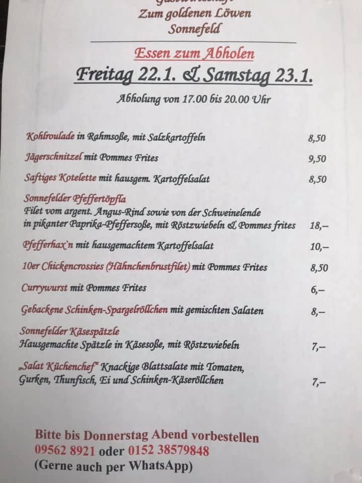 Menu At Gastst Tte Zum Goldenen L Wen Restaurant Sonnefeld