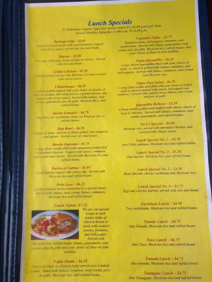 Menu at Guadalajara Mexican Restaurant, Lone Oak, Lone Oak Rd