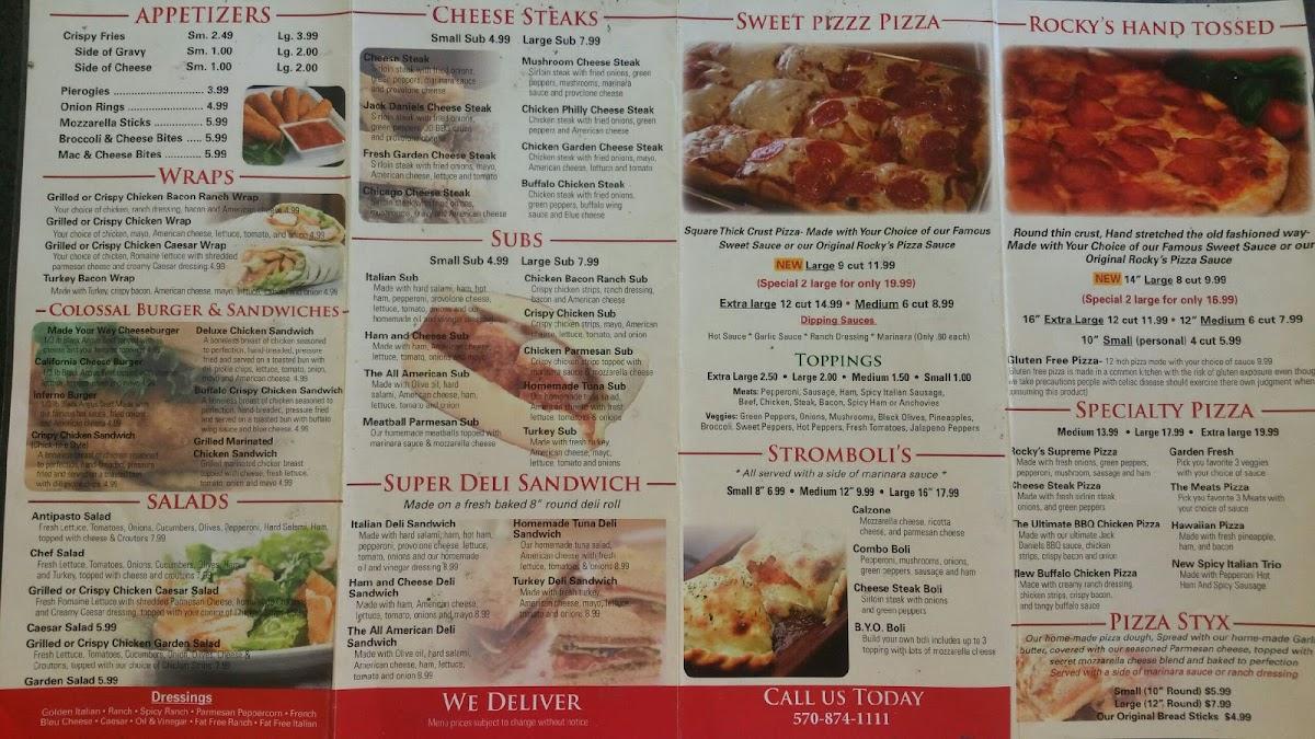 Menu at Sweet Pizzz pizzeria, Frackville