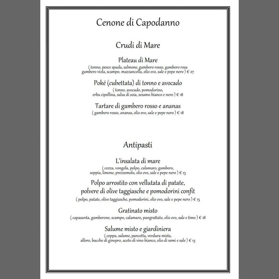 Menu da Arte & Sapori ristorante, Piacenza