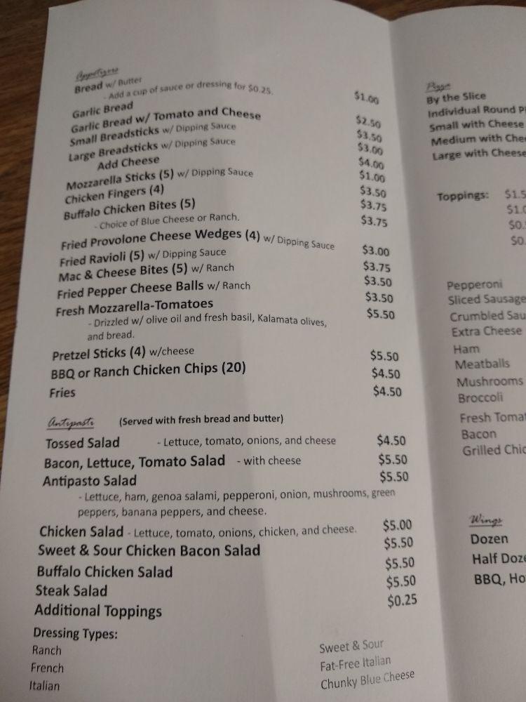 Menu at Paesano Pizza II pizzeria, Ridgway