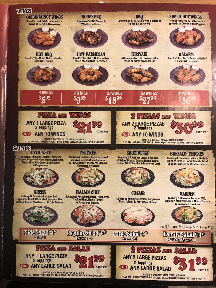 Menu at Pizza Pirates pizzeria, Riverside, Mission Blvd