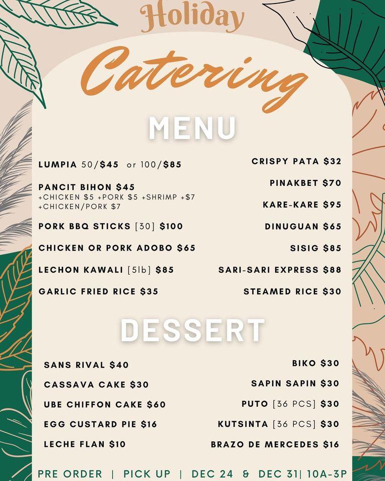 Menu at SariSari Filipino Restaurant, Market, & Bakery, San Antonio