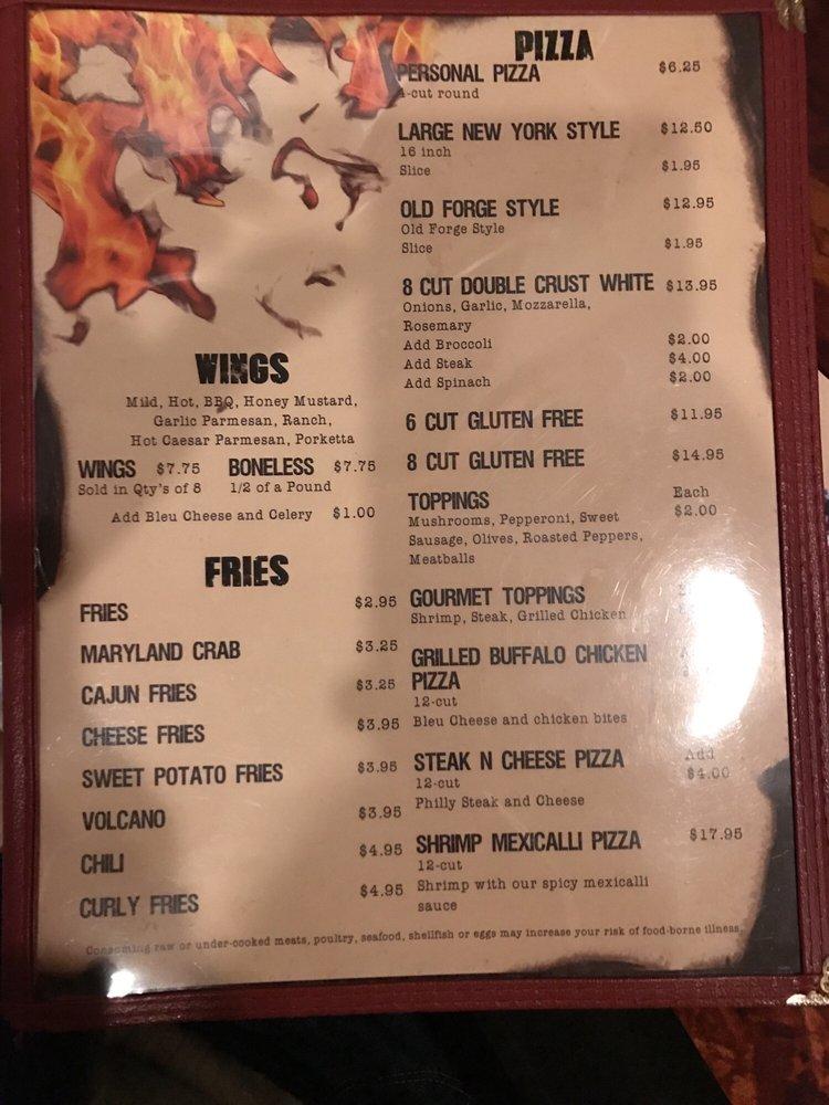 Menu at The Fireside Martini Grill, Inc. pizzeria, Dunmore