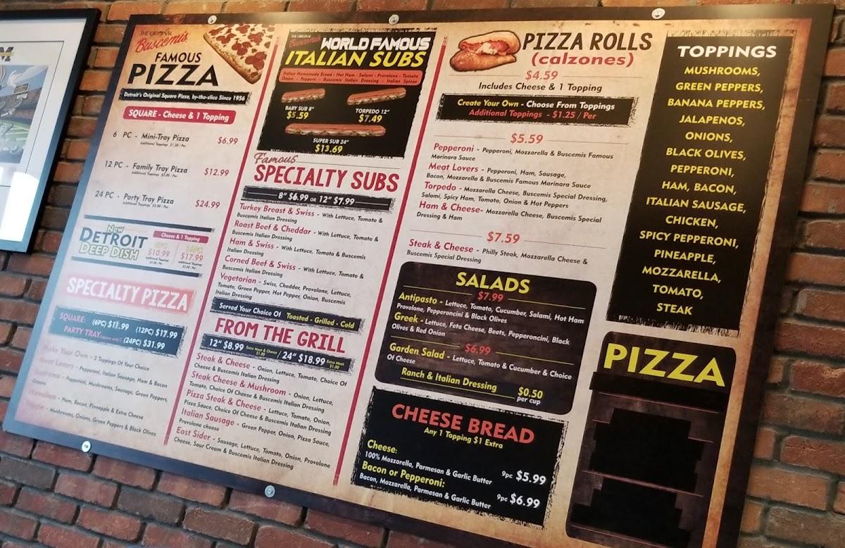 Menu at Original Buscemi s313 pizzeria Grosse Pointe Park