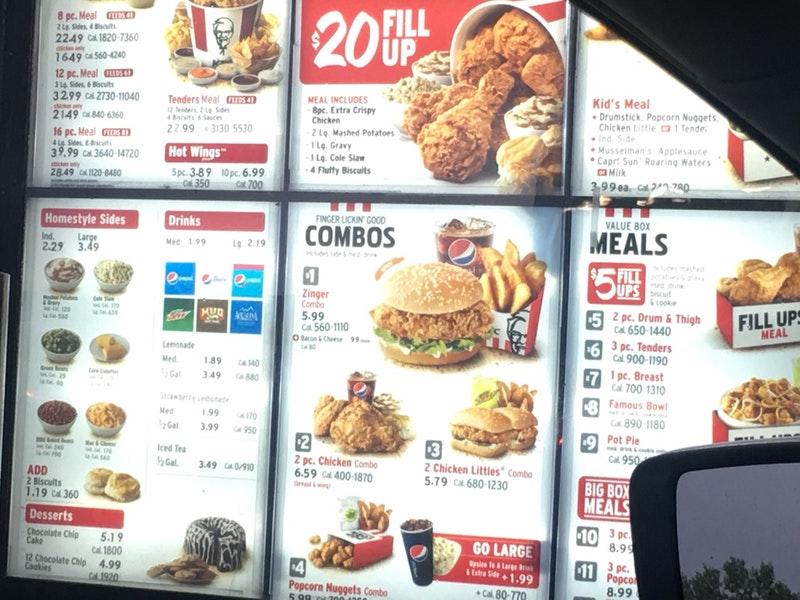 Menu At Kfc Fast Food, Bountiful, 495 S 500 W