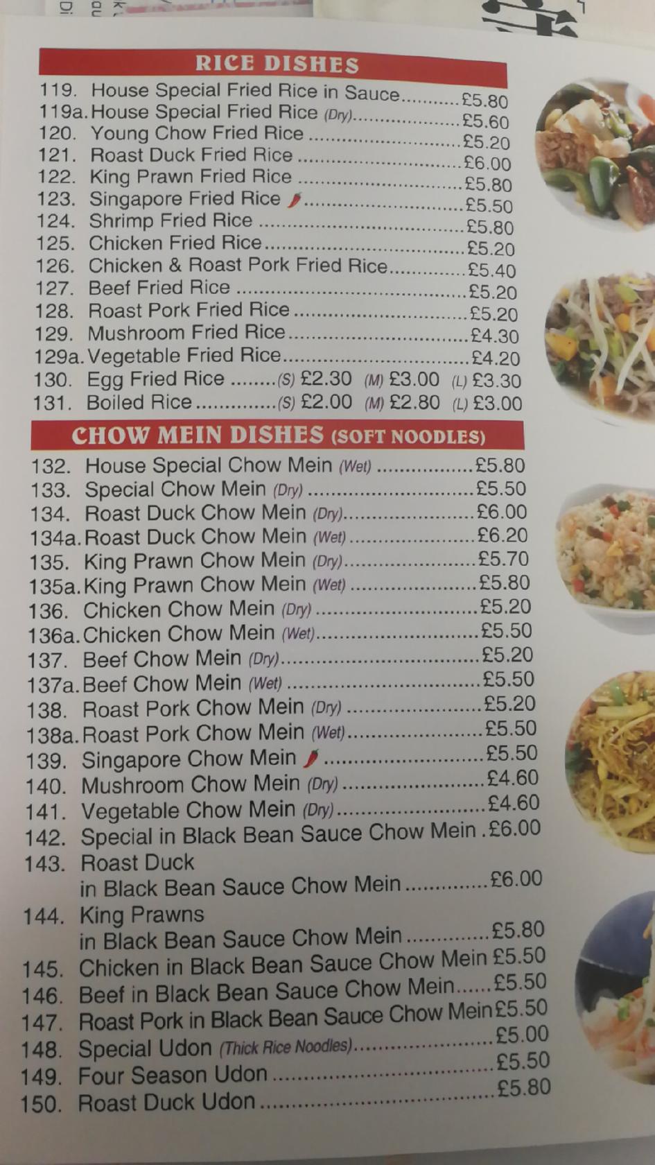 Menu at Golden Palace restaurant, Sheffield, 47 Margetson Cres