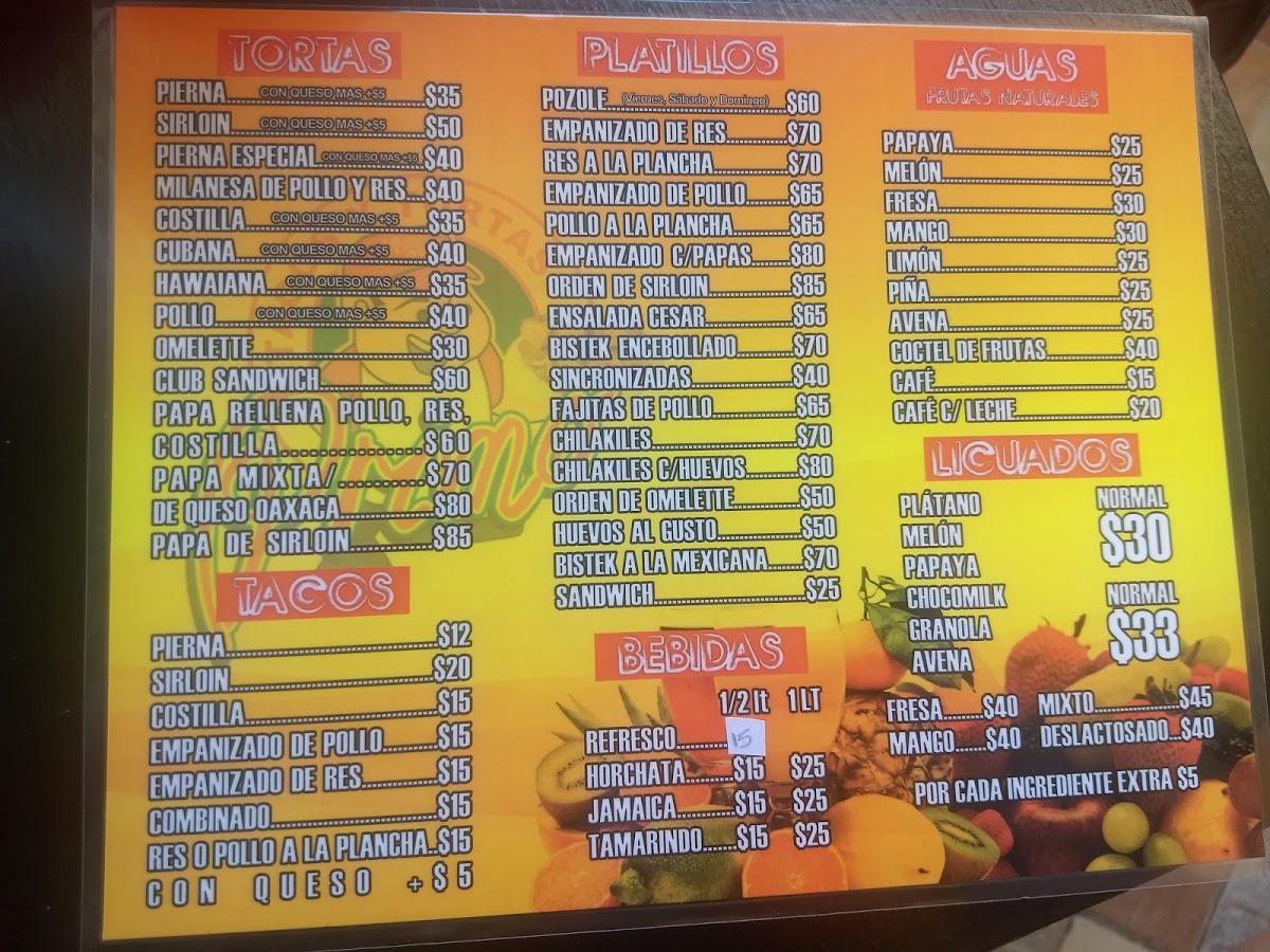 Menu at Tacos y Tortas El Primo Villas restaurant, Cancún