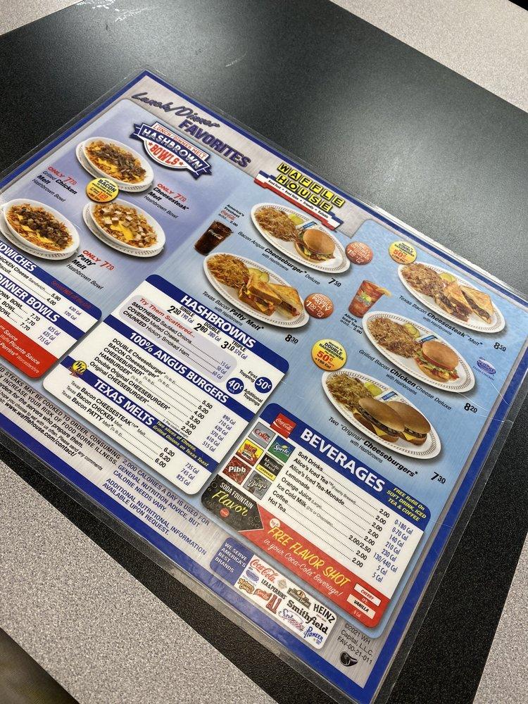 Menu at Waffle House restaurant, Greensboro, 510 Gallimore Dairy Rd