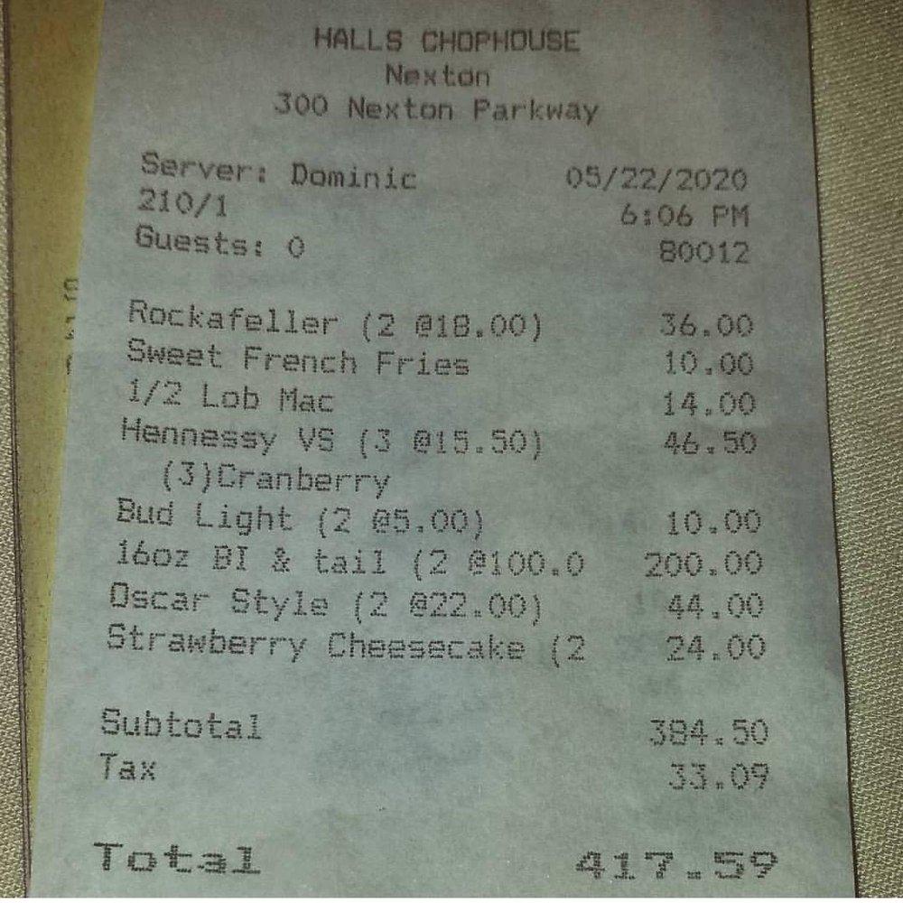 Menu at Halls Chophouse Nexton (Summerville) pub & bar, Summerville
