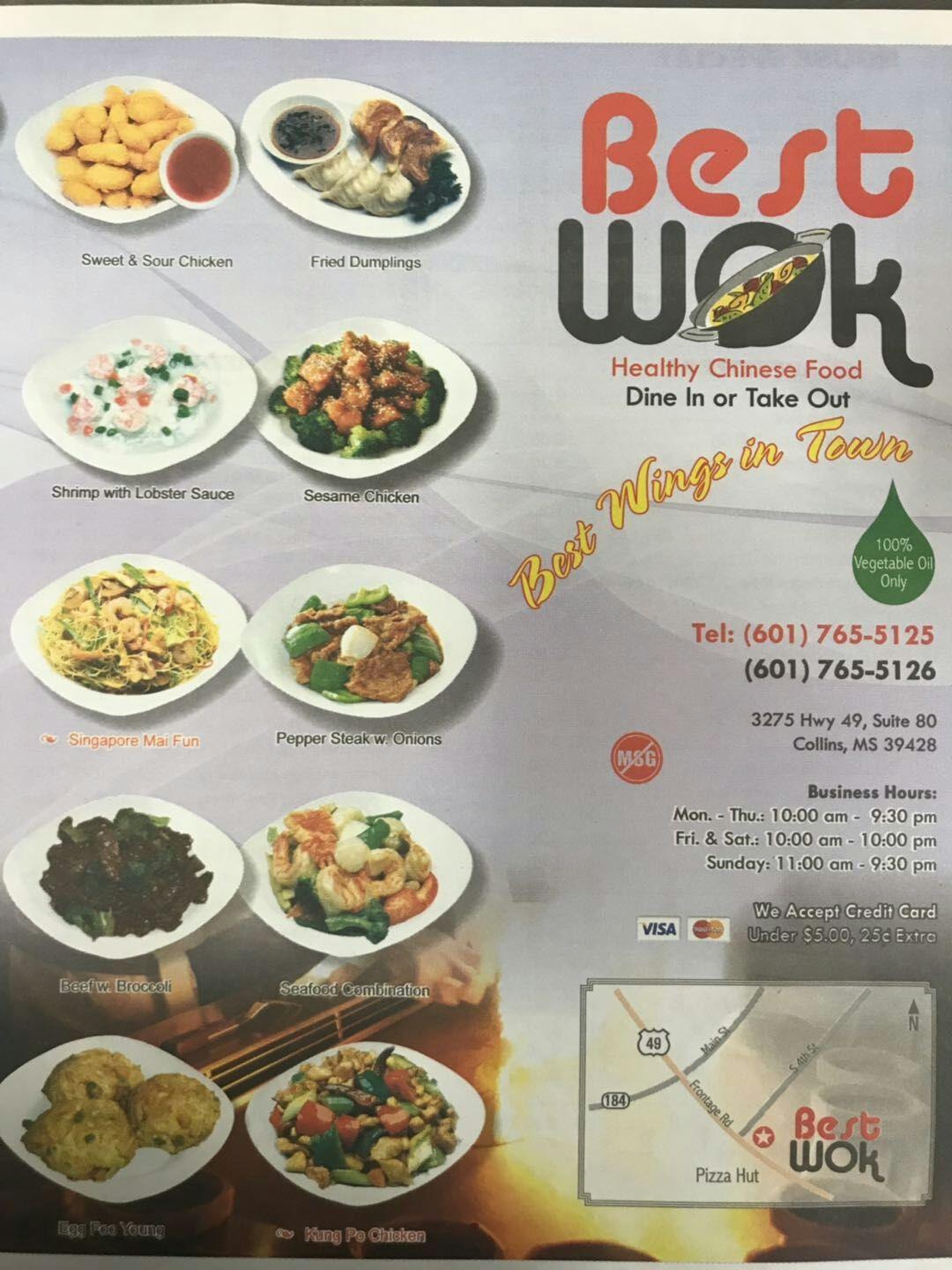 Menu at Best Wok restaurant, Collins