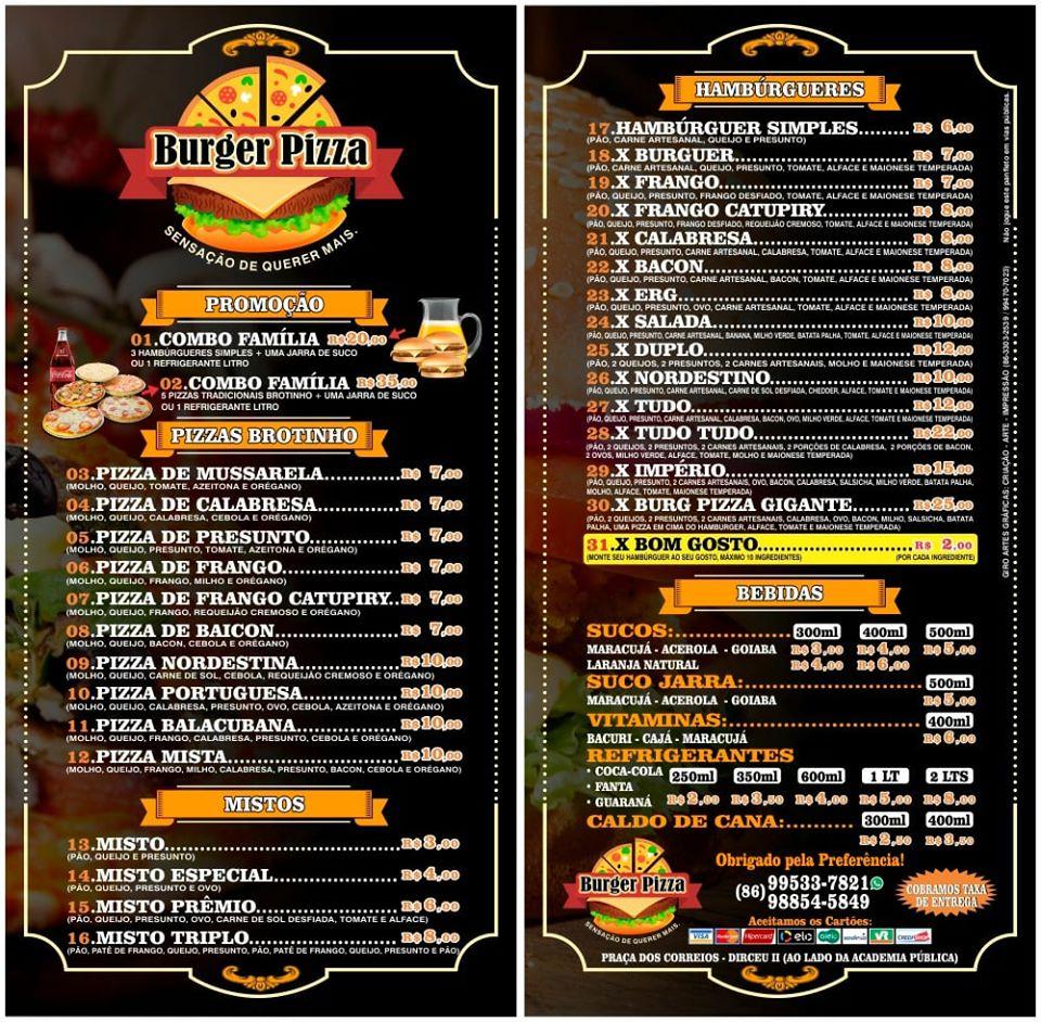 Menu at Burger Pizza restaurant, Teresina, Av. José Francisco de ...