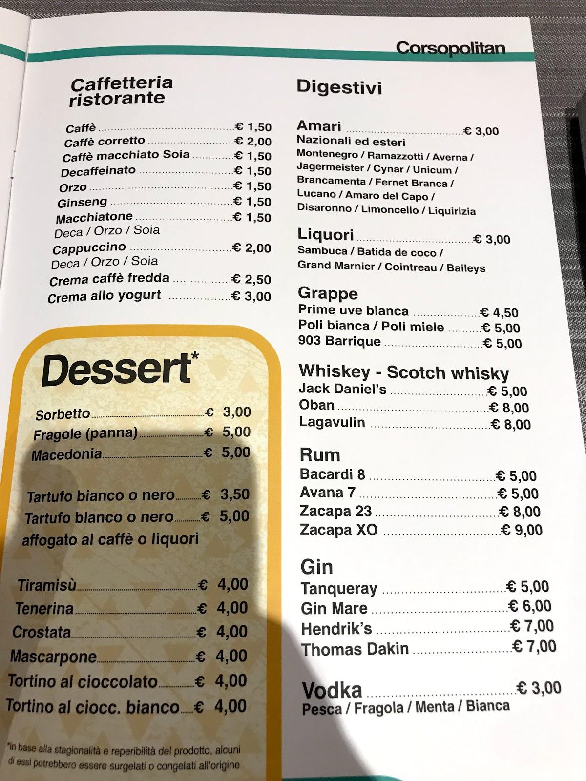 Menu di Corsopolitan 